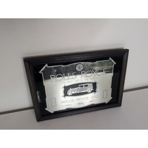 Vintage Rolls Royce Mirror Sign Framed Wall Plaque London W1 Car Picture 13"x9"